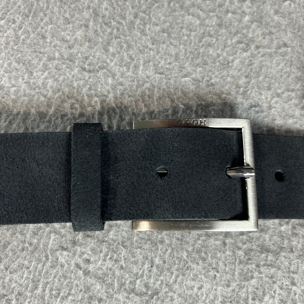 Hugo Boss Mirto Belt Mens Size 40 Black Leather Square Buckle 50497455